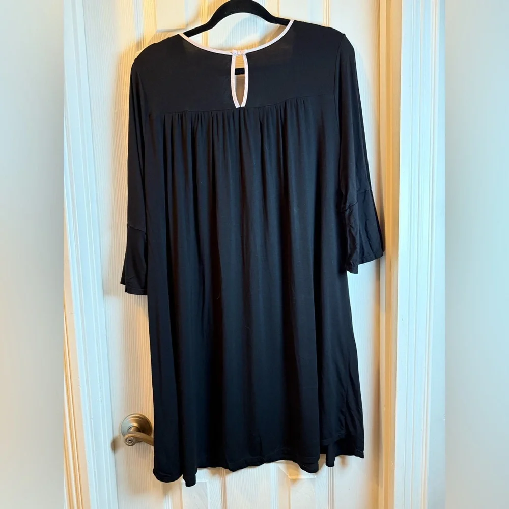 kate spade Black Shift Dress with Pink Trim